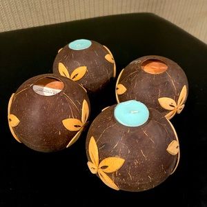 Coconut art tea light candles. $13 each